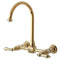 Kingston Brass Restoration Double-Handle Wall-Mount Bridge Kitchen Faucet, Polished Brass (KS1292AL)