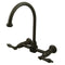 Kingston Brass Restoration Double-Handle Wall-Mount Bridge Kitchen Faucet, Oil Rubbed Bronze (KS1295AL)