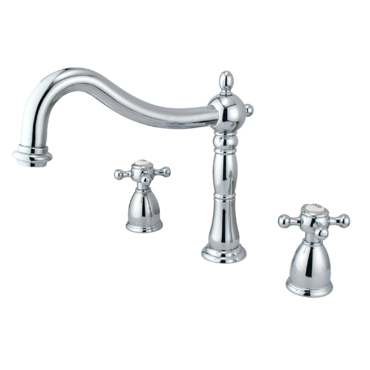 Metropolitan Two-Handle Deck Mount Roman Tub Faucet in Polished Chrome