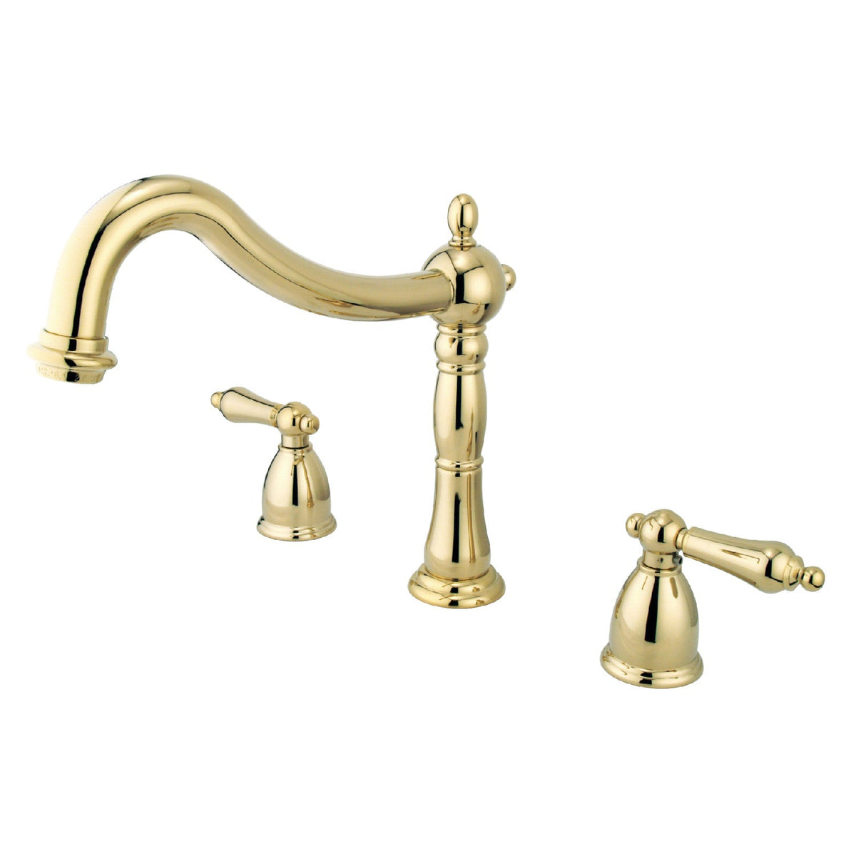Heritage Two-Handle Deck Mount Roman Tub Faucet in Polished Brass