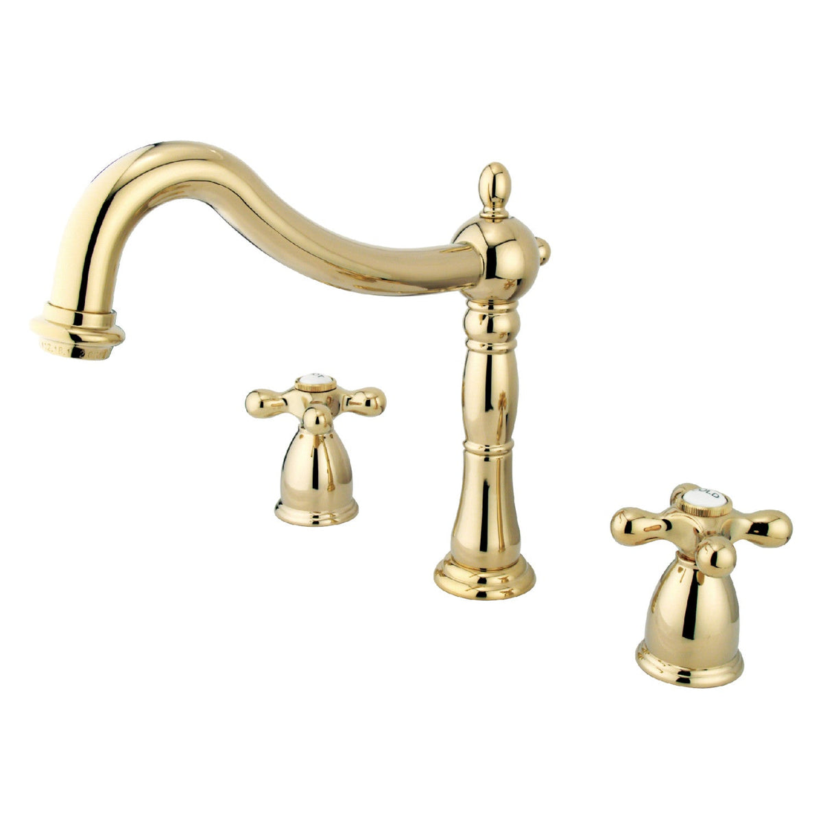 Heritage Two-Handle Deck Mount Roman Tub Faucet in Polished Brass
