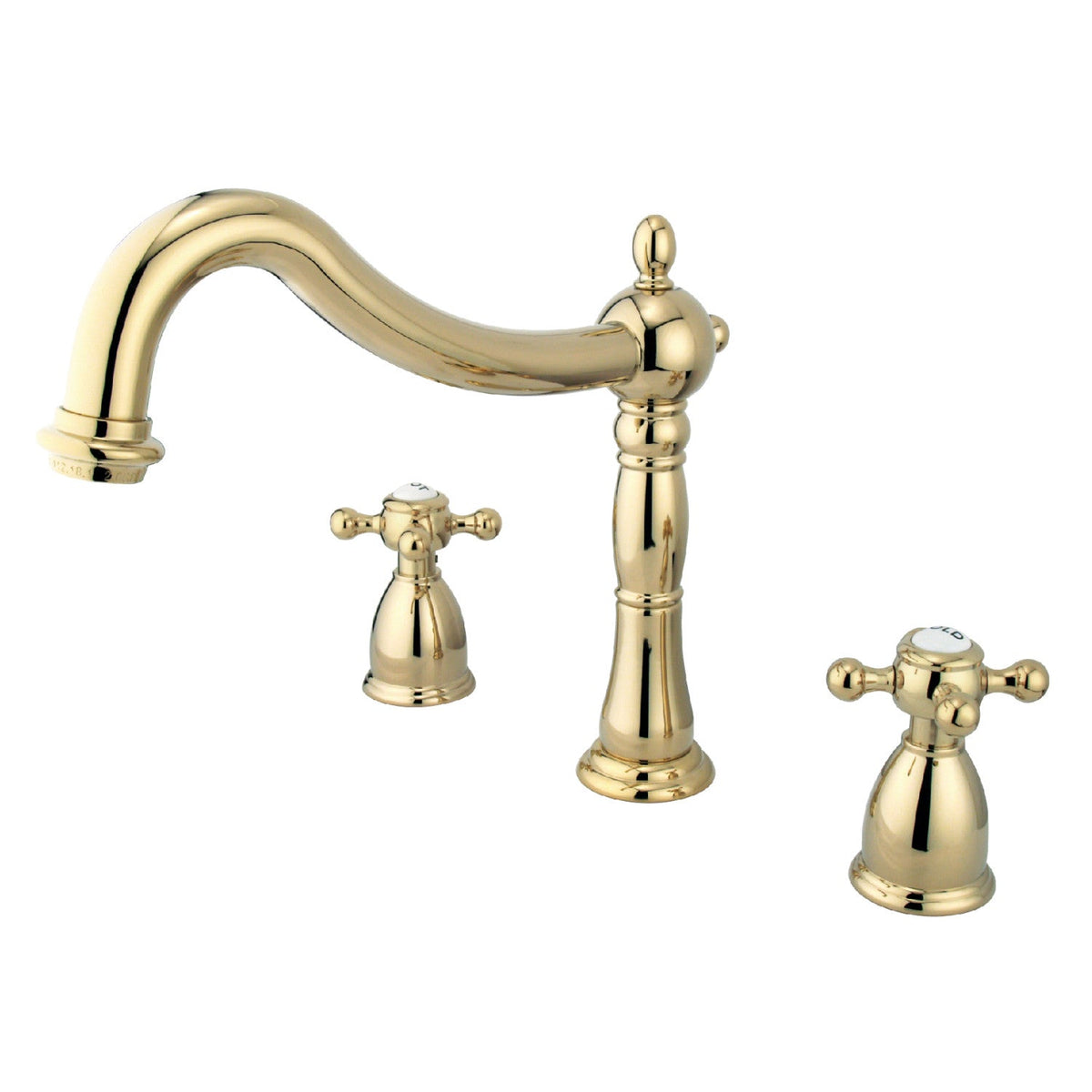 Metropolitan Two-Handle Deck Mount Roman Tub Faucet in Polished Brass
