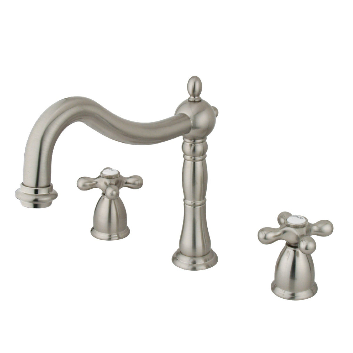 Heritage Two-Handle Deck Mount Roman Tub Faucet in Brushed Nickel