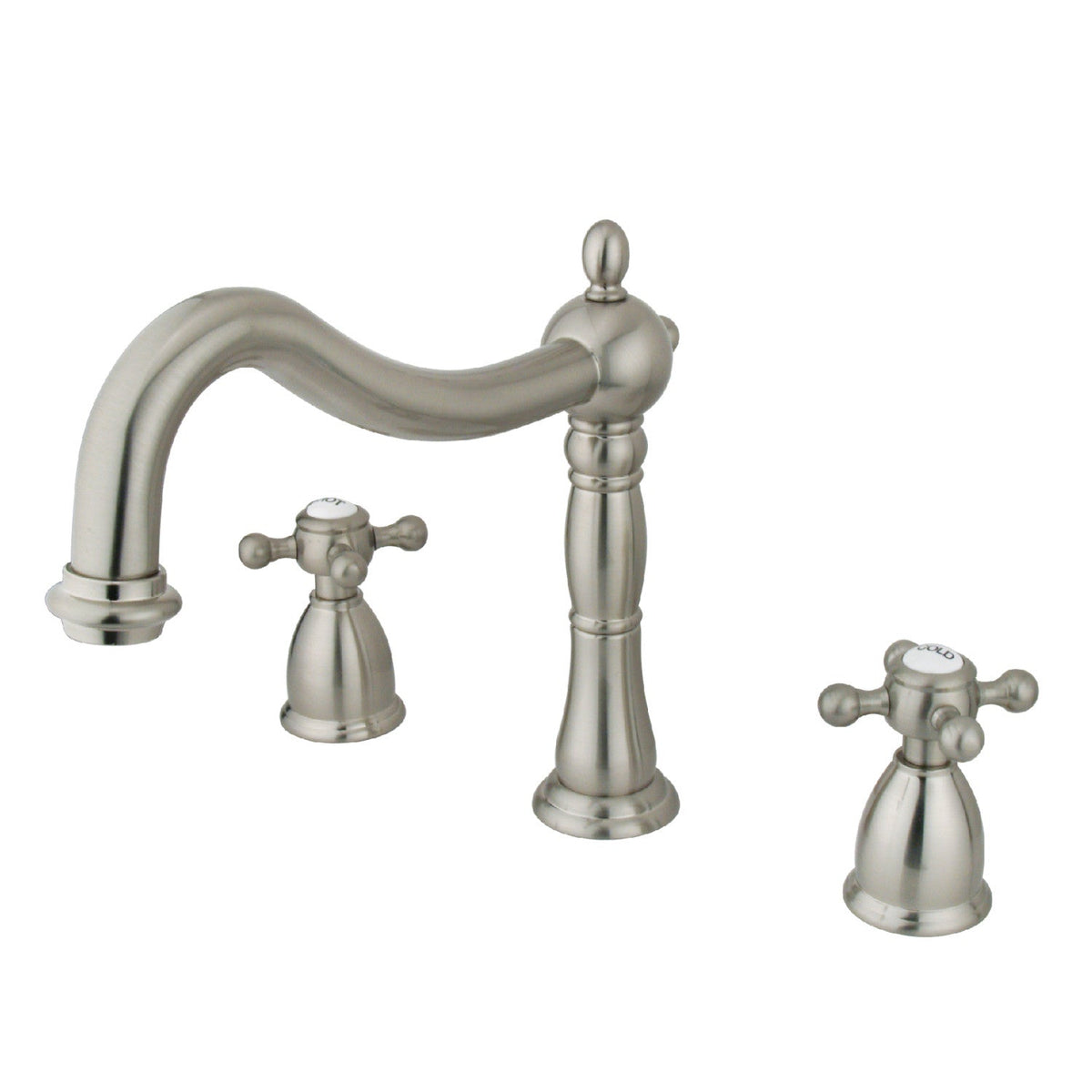 Metropolitan Two-Handle Deck Mount Roman Tub Faucet in Brushed Nickel