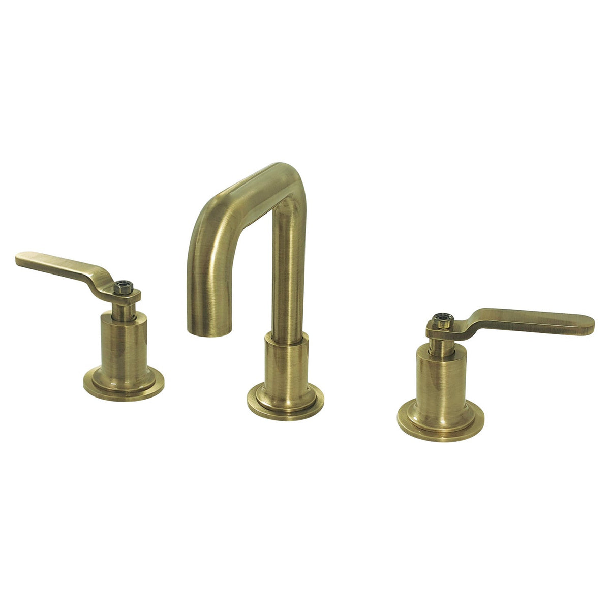 Whitaker Widespread Bathroom Faucet with Push Pop-Up Drain in Antique Brass
