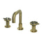 Kingston Brass Belknap Widespread Bathroom Faucet with Push Pop-Up Drain, Antique Brass (KS142RXAB)
