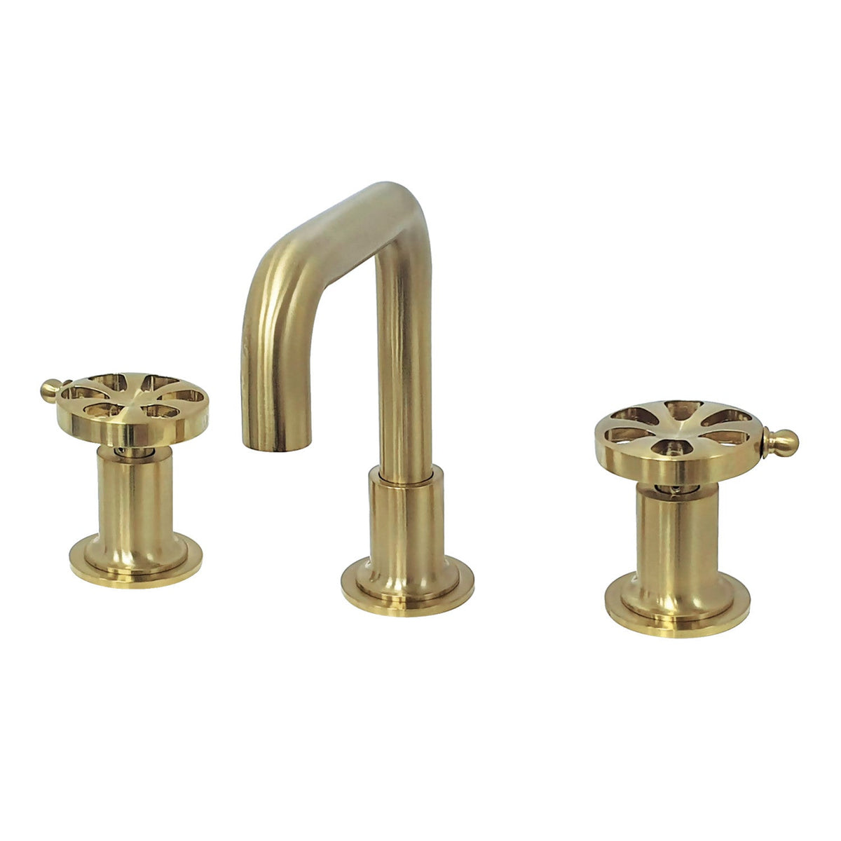 Belknap Widespread Bathroom Faucet with Push Pop-Up Drain in Brushed Brass