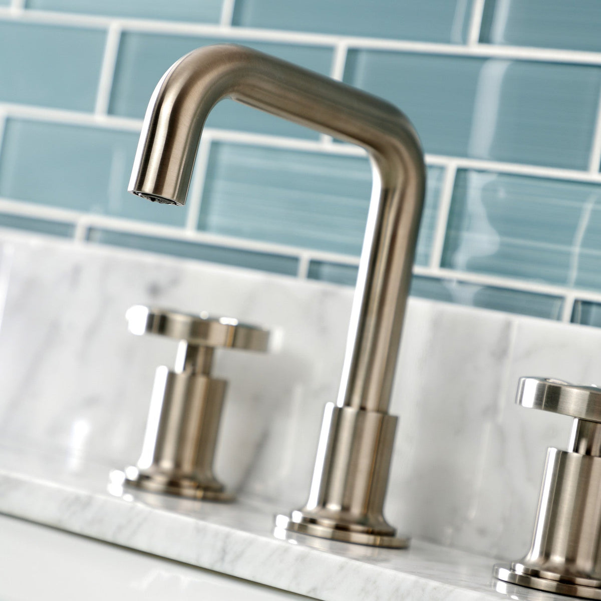 Belknap Widespread Bathroom Faucet with Push Pop-Up Drain in Brushed Nickel