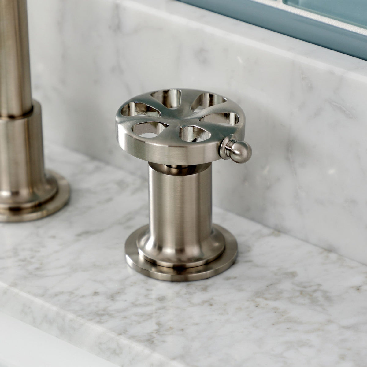 Belknap Widespread Bathroom Faucet with Push Pop-Up Drain in Brushed Nickel