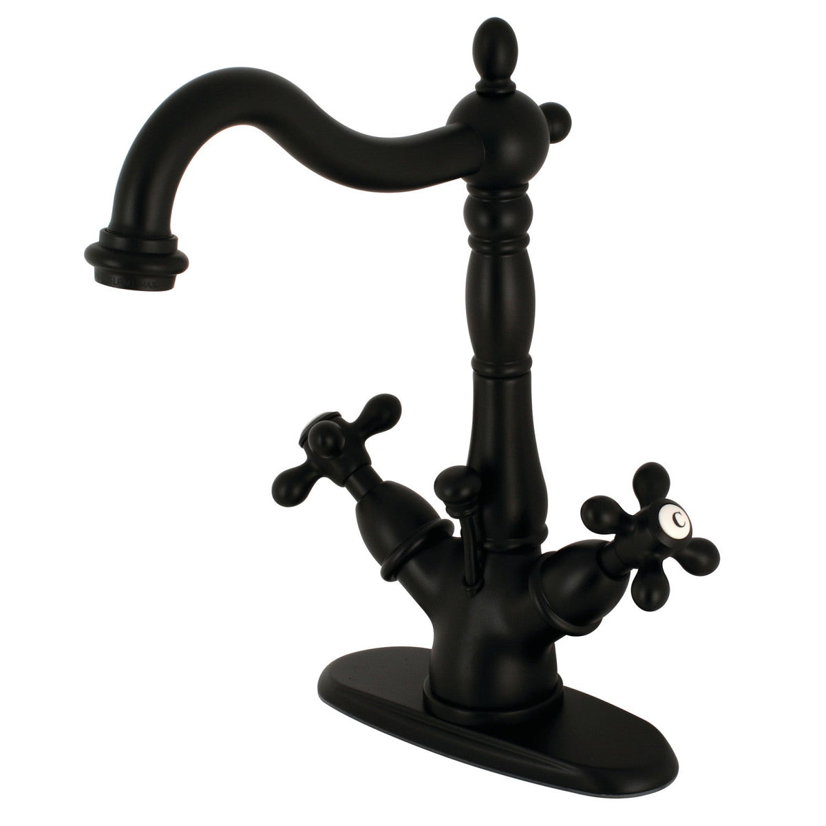 Heritage Double-Handle 4" Centerset Bathroom Faucet with Brass Pop-Up in Matte Black