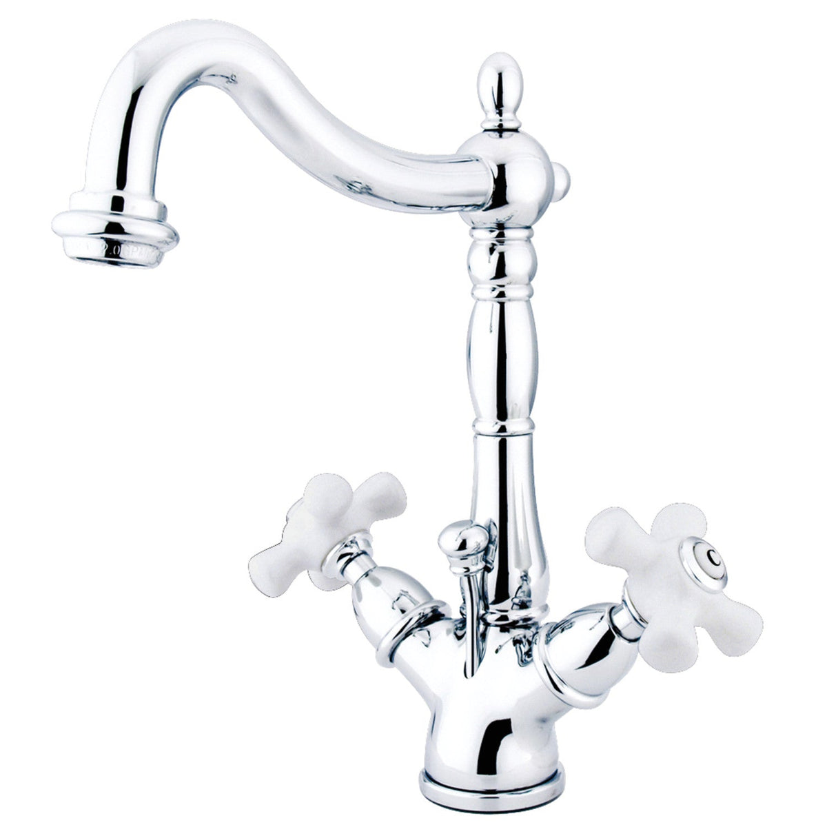 Heritage Double-Handle 4" Centerset Bathroom Faucet with Brass Pop-Up in Polished Chrome