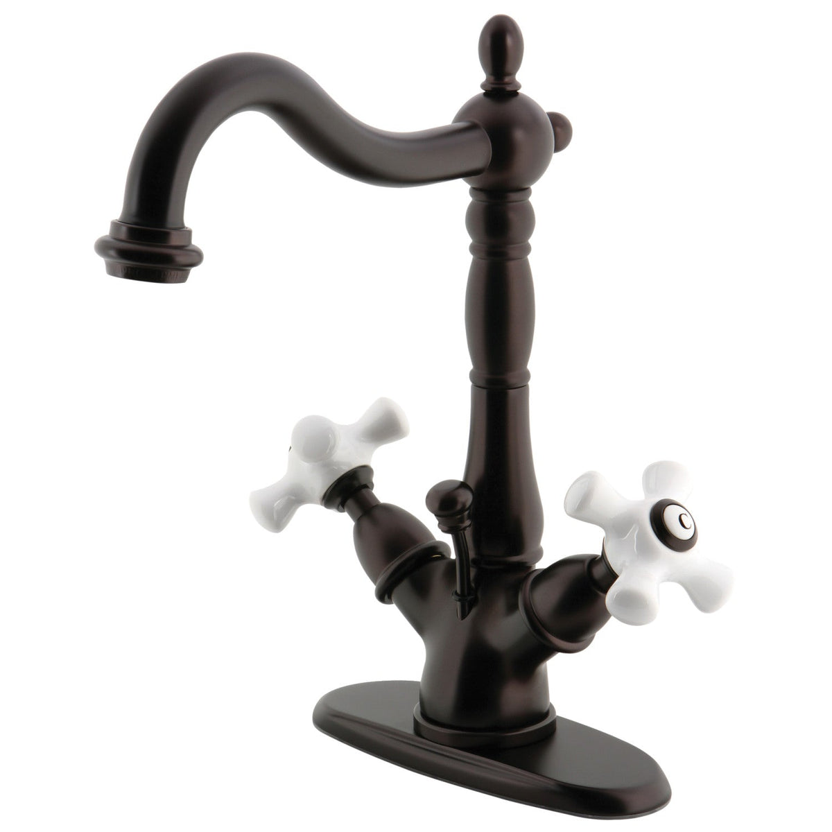 Heritage Double-Handle 4" Centerset Bathroom Faucet with Brass Pop-Up in Oil Rubbed Bronze