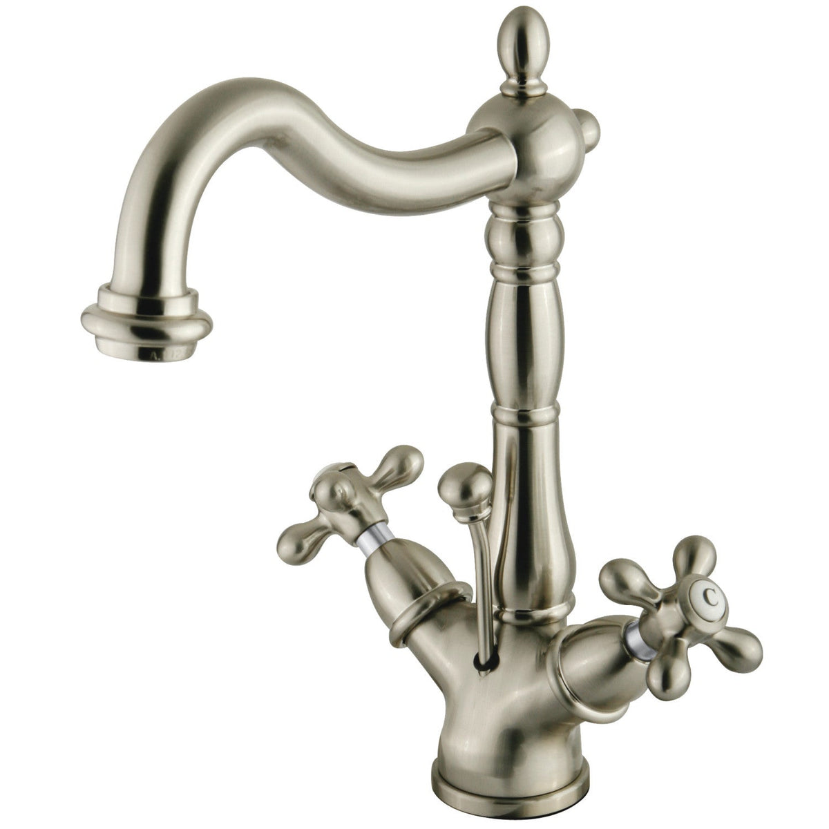 Heritage Double-Handle 4" Centerset Bathroom Faucet with Brass Pop-Up in Brushed Nickel