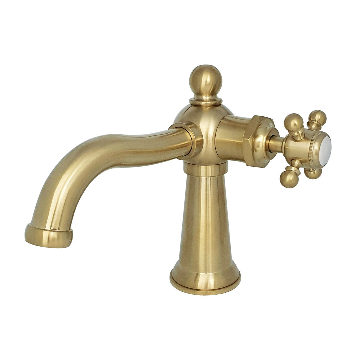 Nautical One-Handle Single-Hole Bathroom Faucet with Push Pop-Up Drain in Brushed Brass