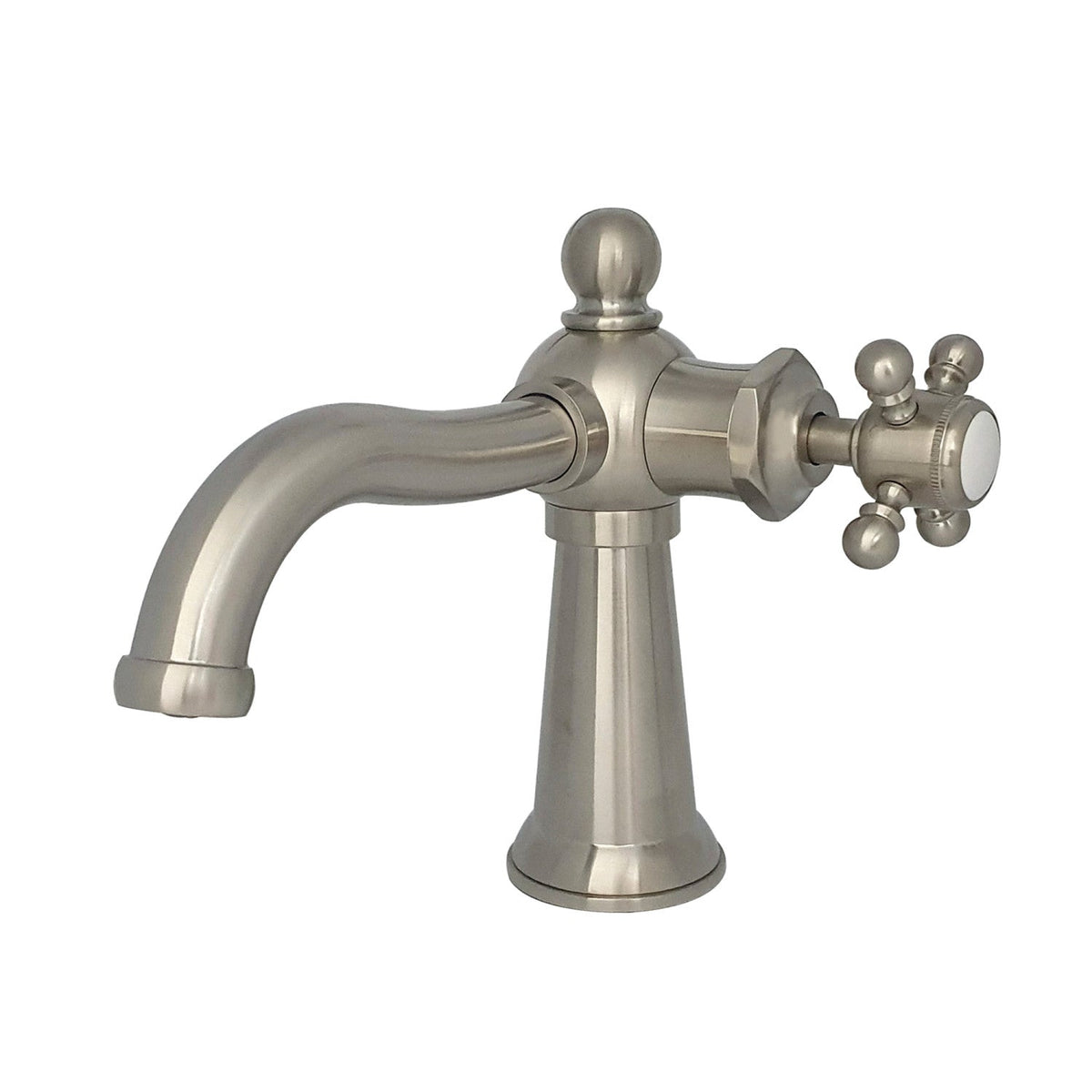 Nautical One-Handle Single-Hole Bathroom Faucet with Push Pop-Up Drain in Brushed Nickel