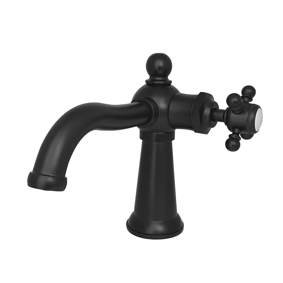 Nautical One-Handle Single-Hole Bathroom Faucet with Push Pop-Up Drain in Matte Black
