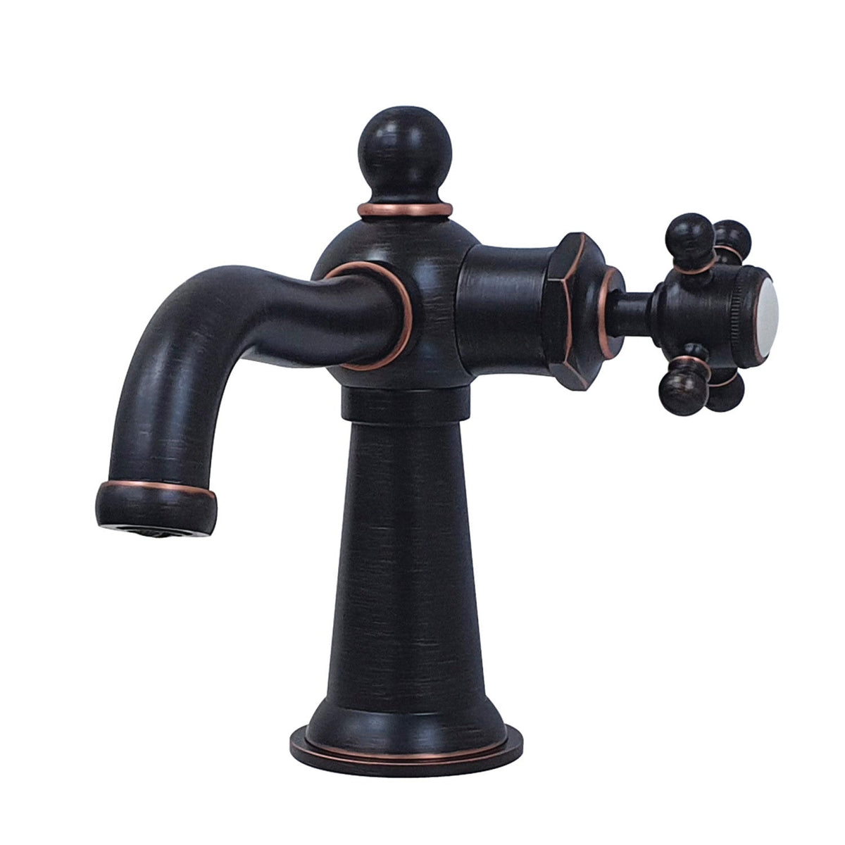 Nautical One-Handle Single-Hole Bathroom Faucet with Push Pop-Up Drain in Naples Bronze