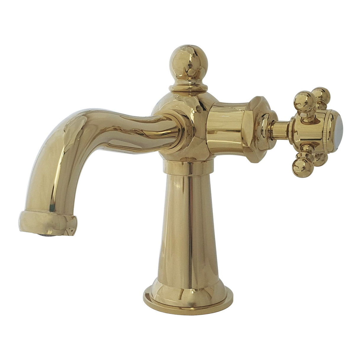 Nautical One-Handle Single-Hole Bathroom Faucet with Push Pop-Up Drain in Polished Brass