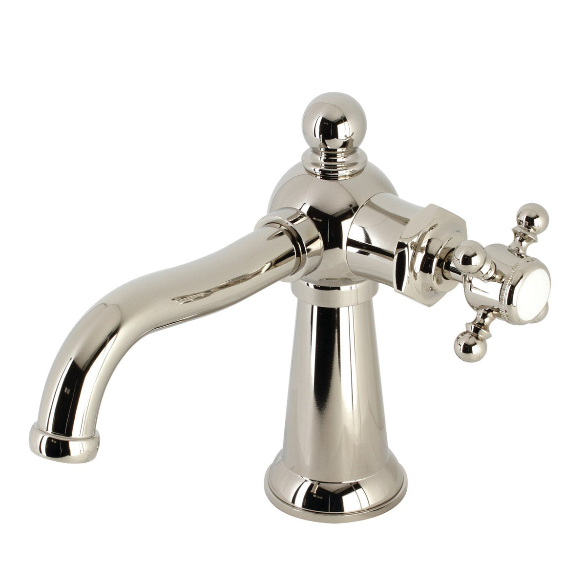 Nautical One-Handle Single-Hole Bathroom Faucet with Push Pop-Up Drain in Polished Nickel