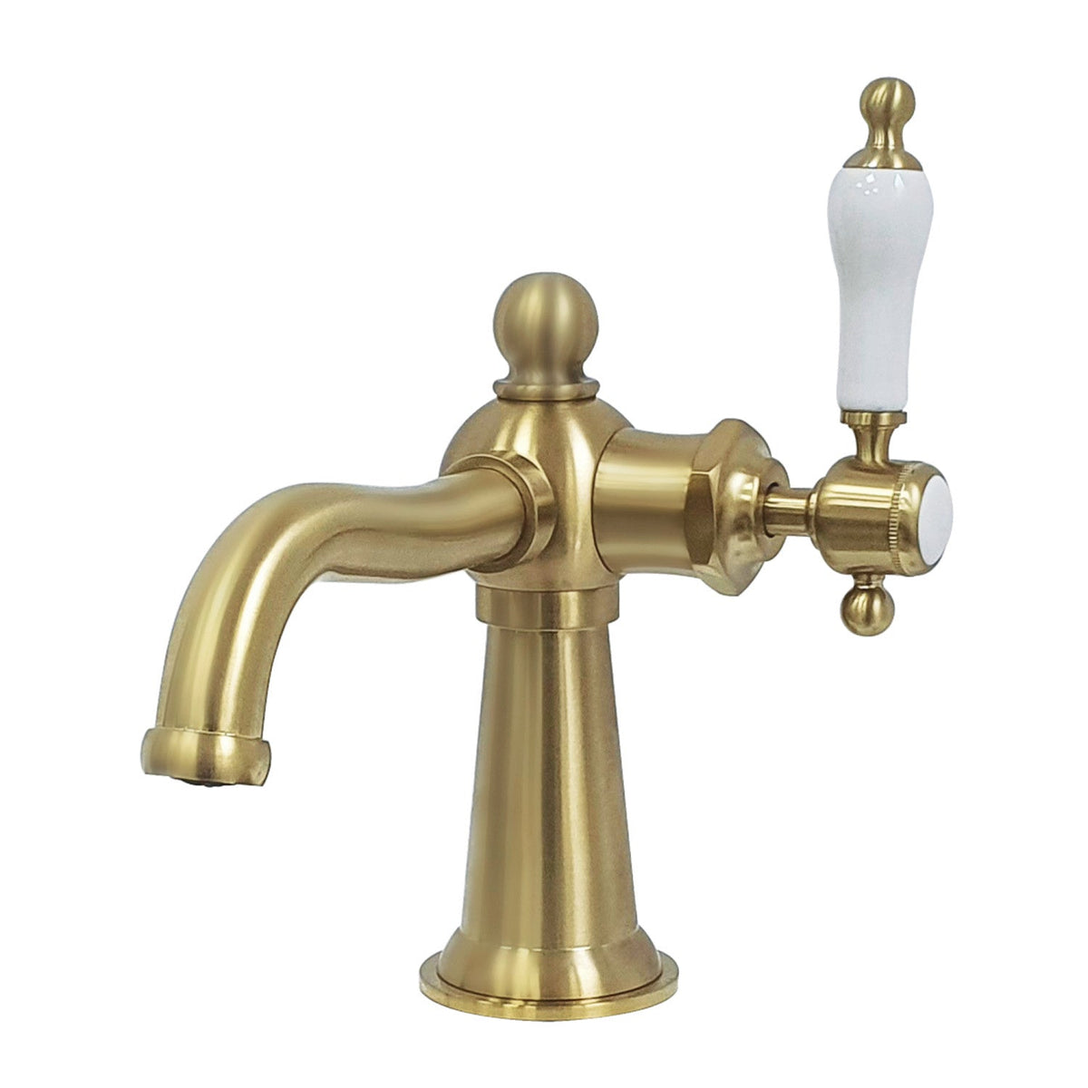 Nautical One-Handle Single-Hole Bathroom Faucet with Push Pop-Up Drain in Brushed Brass