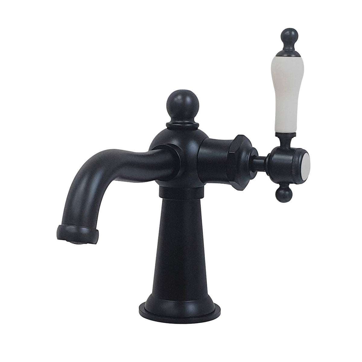 Nautical One-Handle Single-Hole Bathroom Faucet with Push Pop-Up Drain in Matte Black