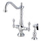Kingston Brass Heritage Two-Handle Single-Hole Kitchen Faucet with Brass Sprayer, Polished Chrome (KS1771ALBS)