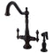 Kingston Brass Heritage Two-Handle Single-Hole Kitchen Faucet with Brass Sprayer, Oil Rubbed Bronze (KS1775ALBS)