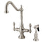 Kingston Brass Heritage Two-Handle Single-Hole Kitchen Faucet with Brass Sprayer, Brushed Nickel (KS1778ALBS)