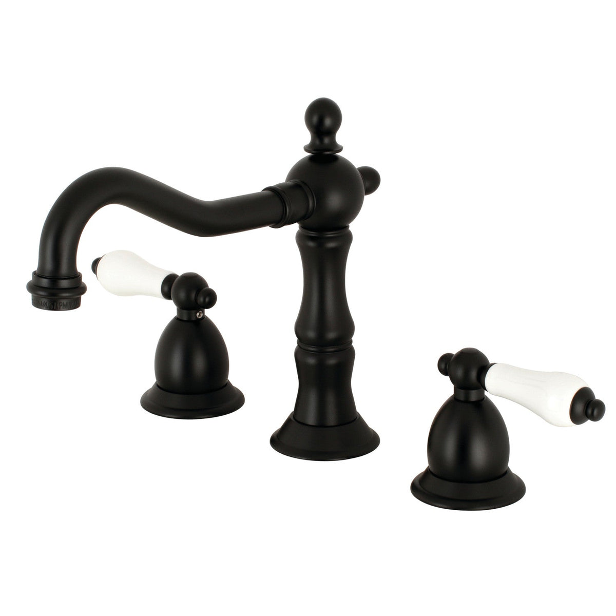 Heritage Widespread Bathroom Faucet with Brass Pop-Up in Matte Black