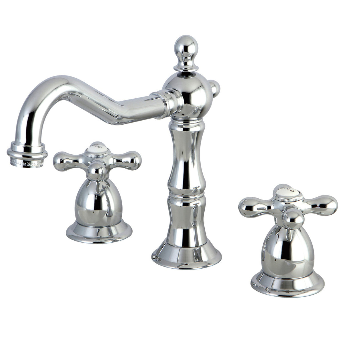 Heritage Widespread Bathroom Faucet with Brass Pop-Up in Polished Chrome
