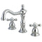 Kingston Brass Heritage Widespread Bathroom Faucet with Brass Pop-Up, Polished Chrome (KS1971AX)