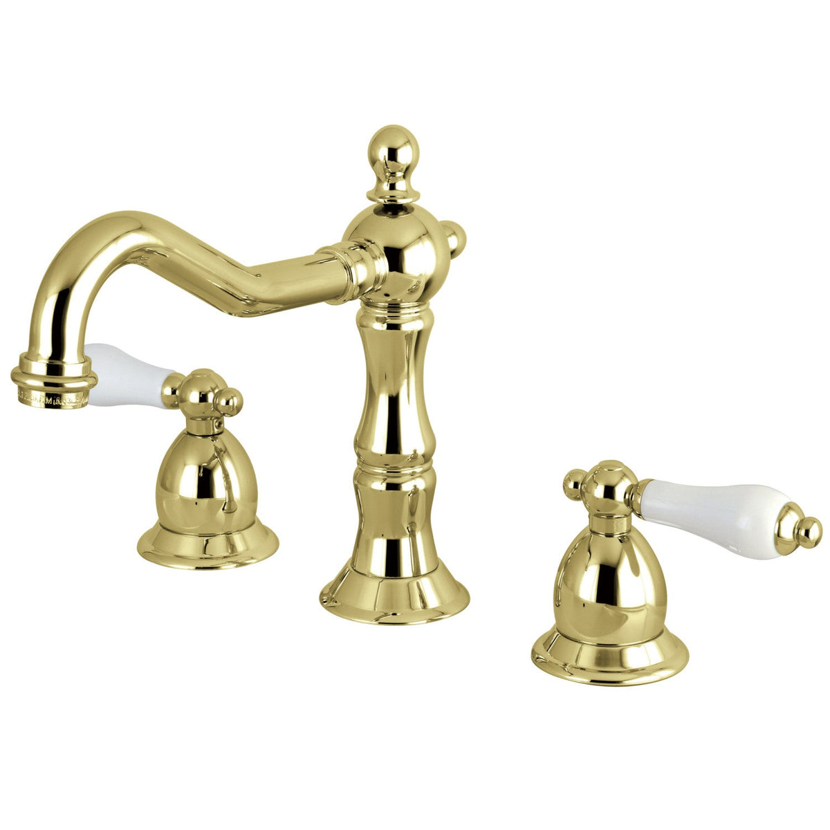 Heritage Widespread Bathroom Faucet with Brass Pop-Up in Polished Brass
