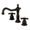Kingston Brass Heritage Widespread Bathroom Faucet with Brass Pop-Up, Oil Rubbed Bronze (KS1975AX)