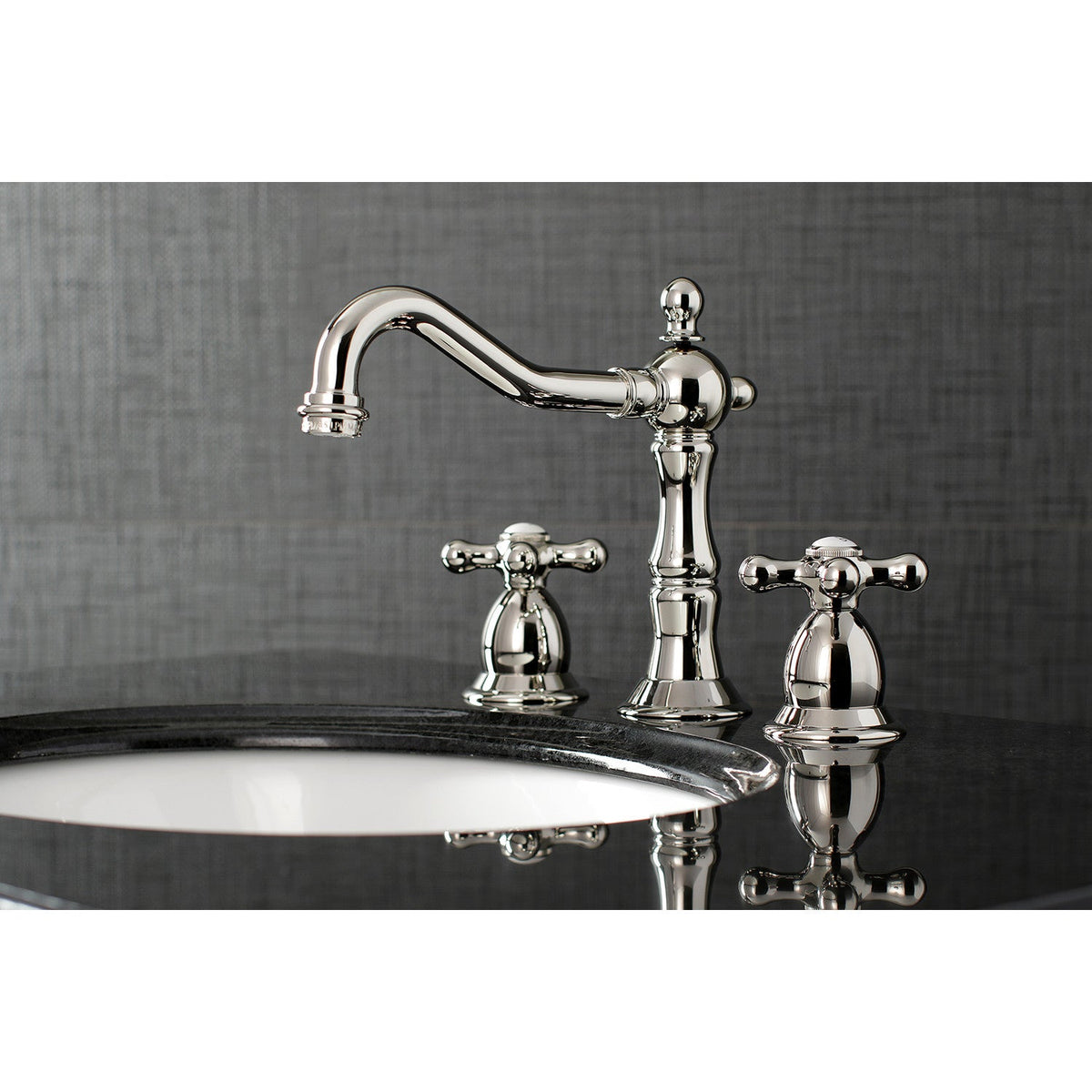 Heritage Widespread Bathroom Faucet with Brass Pop-Up in Polished Nickel