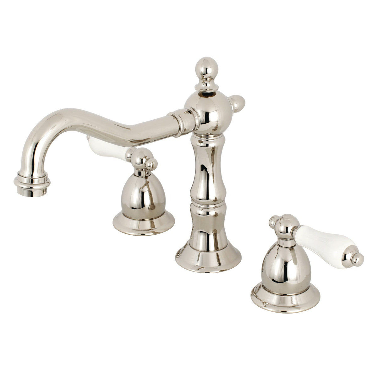 Heritage Widespread Bathroom Faucet with Brass Pop-Up in Polished Nickel
