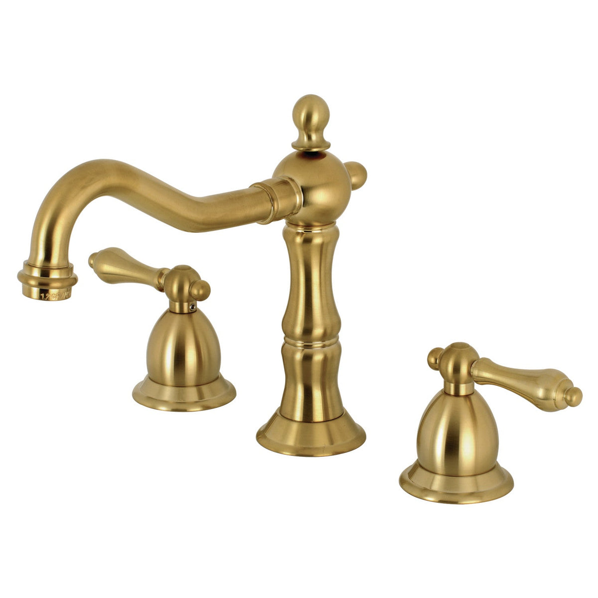 Heritage Widespread Bathroom Faucet with Brass Pop-Up in Brushed Brass