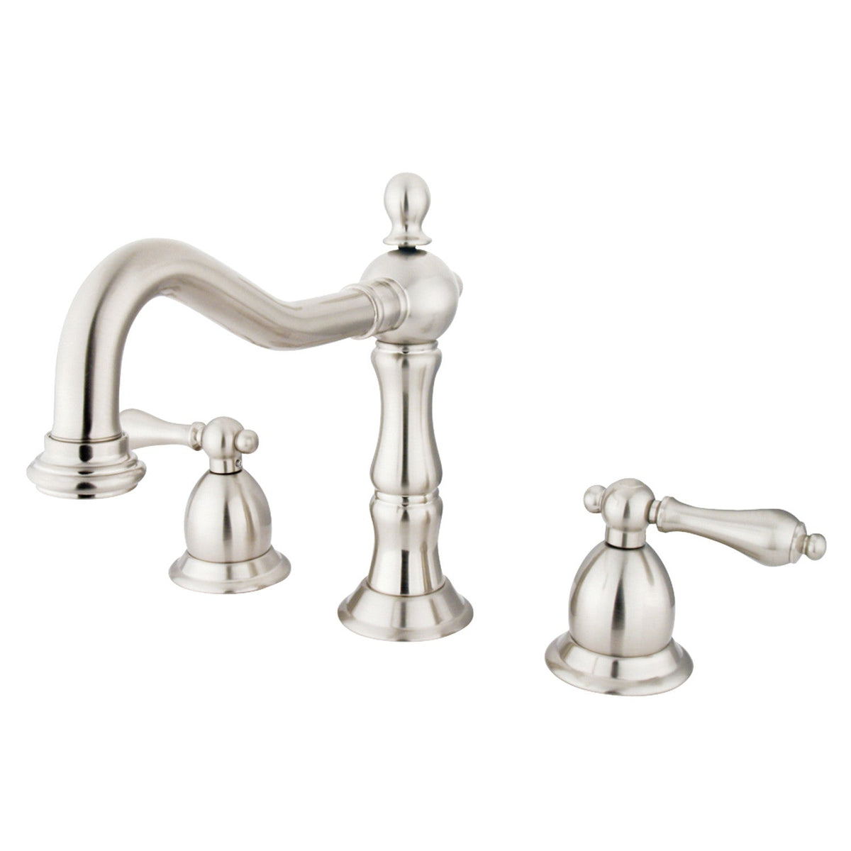 Heritage Widespread Bathroom Faucet with Brass Pop-Up in Brushed Nickel