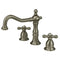 Kingston Brass Heritage Widespread Bathroom Faucet with Brass Pop-Up, Brushed Nickel (KS1978AX)