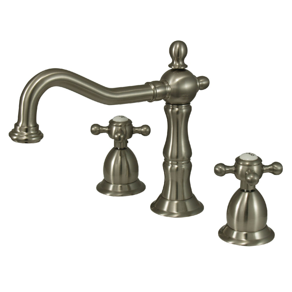 Heritage Widespread Bathroom Faucet with Brass Pop-Up in Brushed Nickel