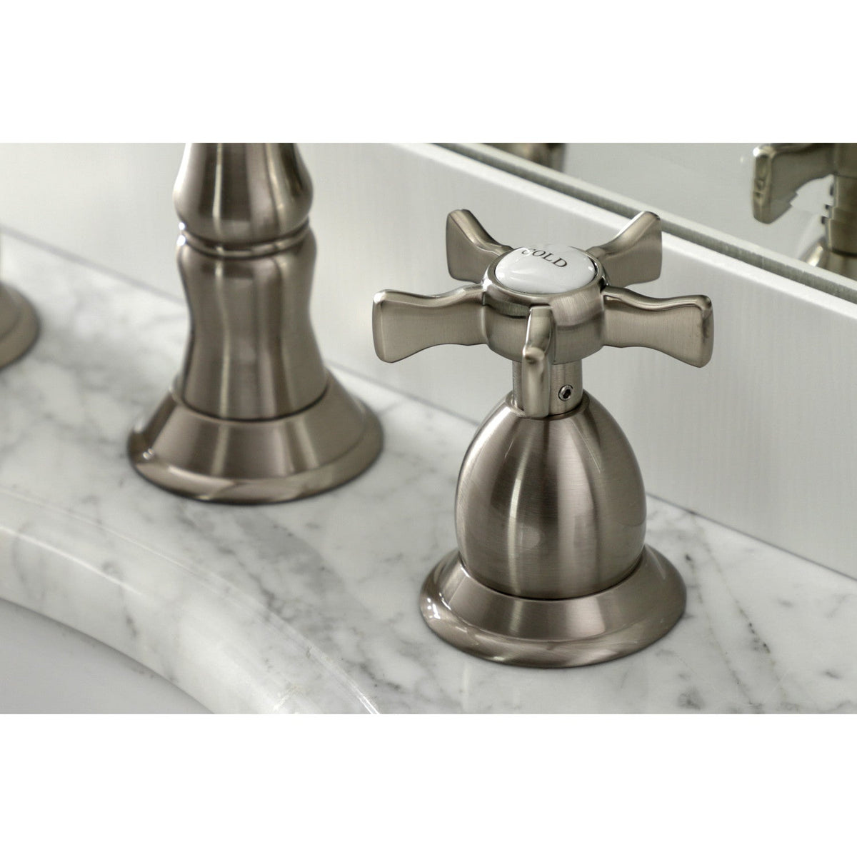 Hamilton Widespread Bathroom Faucet with Brass Pop-Up in Brushed Nickel