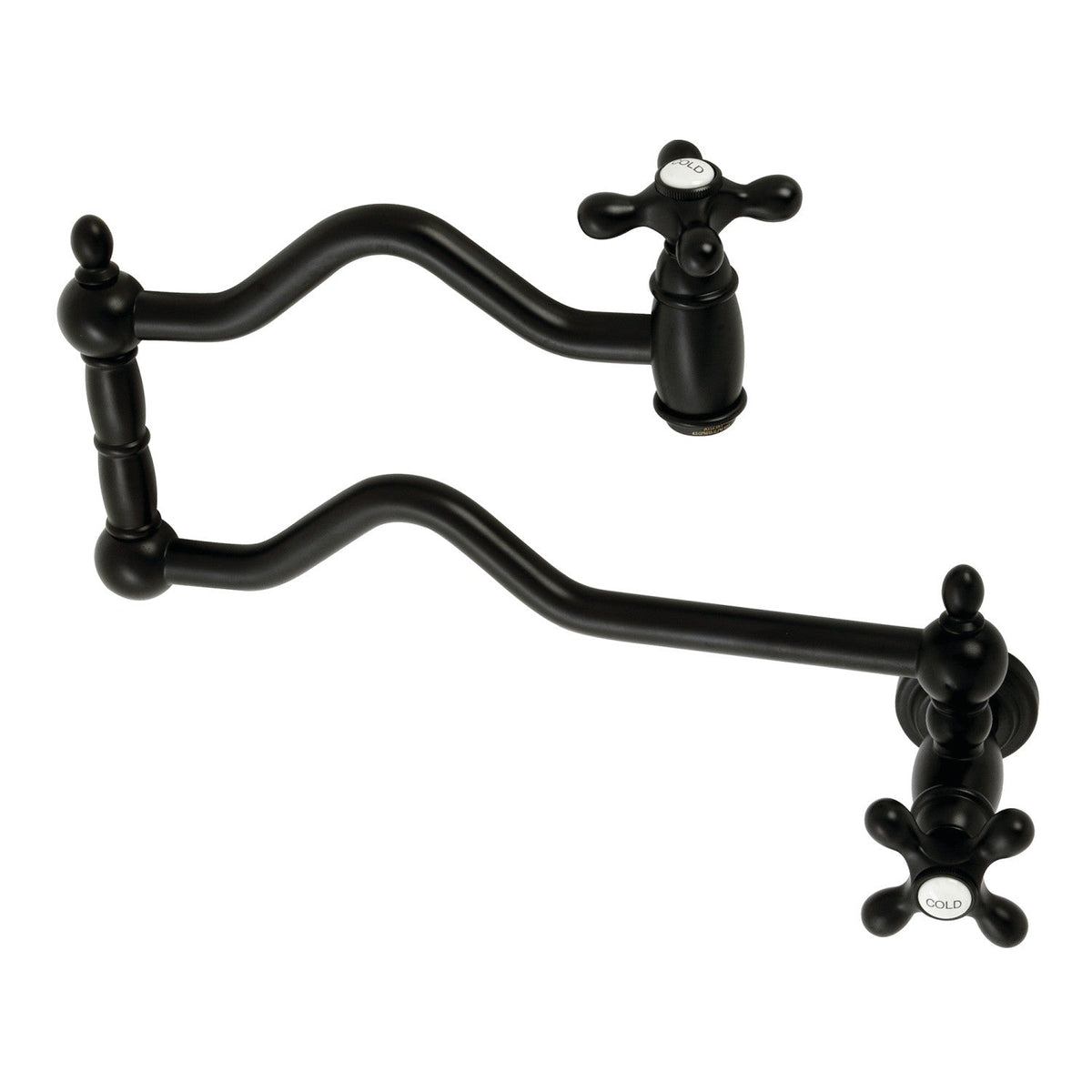 Heritage Wall Mount Pot Filler Faucet in Matte Black
