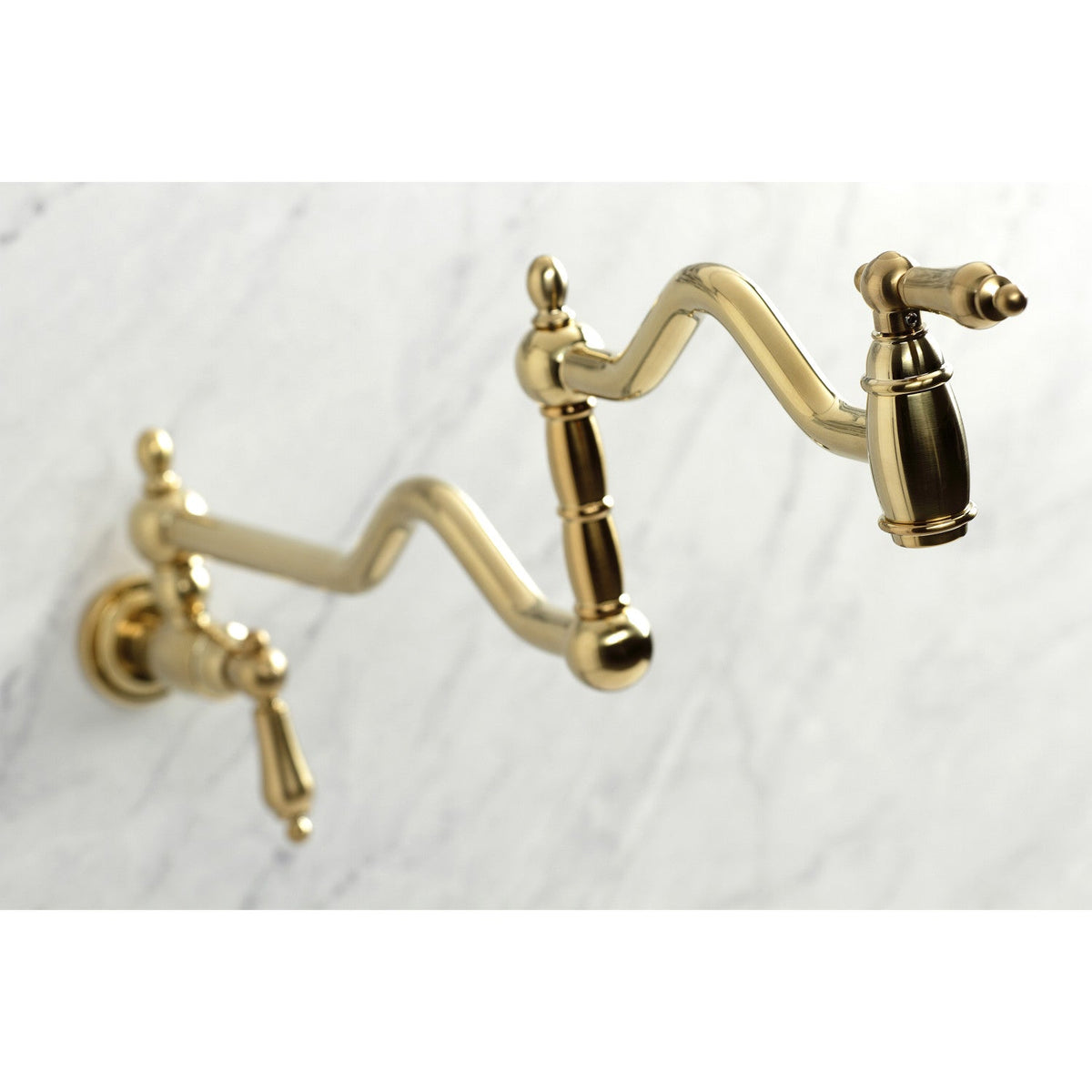 Heritage Wall Mount Pot Filler Faucet in Brushed Brass