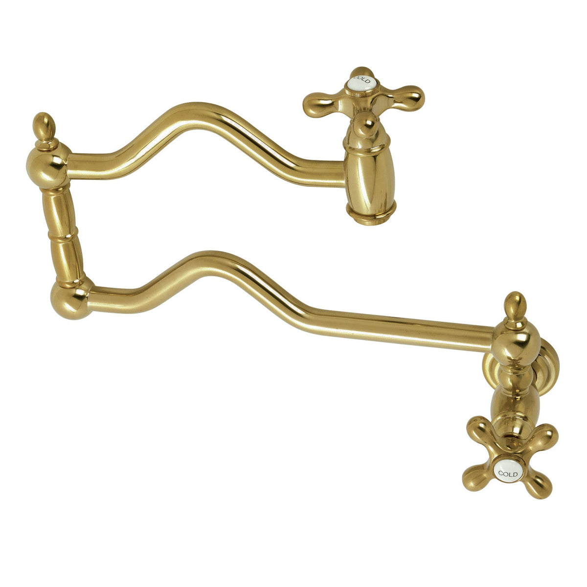 Heritage Wall Mount Pot Filler Faucet in Brushed Brass