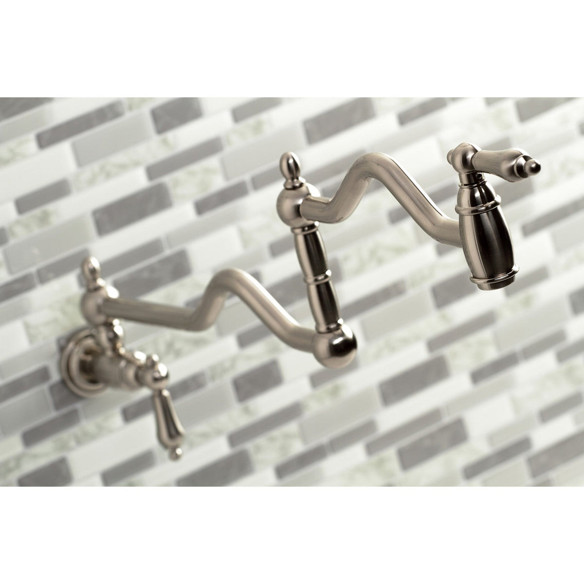 Heritage Wall Mount Pot Filler Faucet in Brushed Nickel