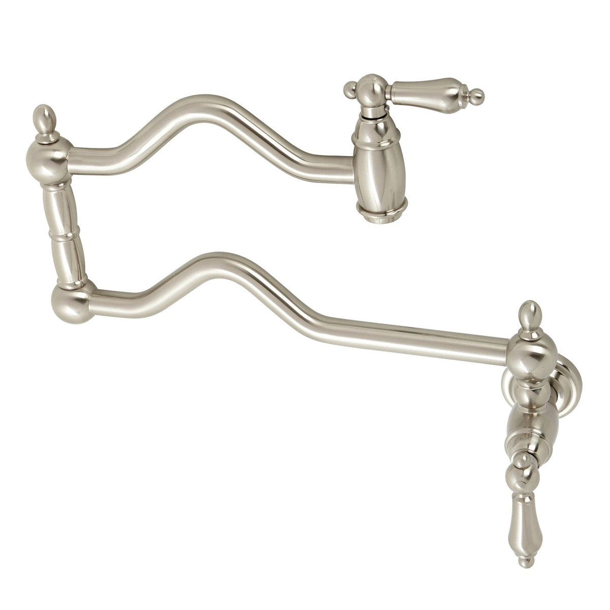 Heritage Wall Mount Pot Filler Faucet in Brushed Nickel