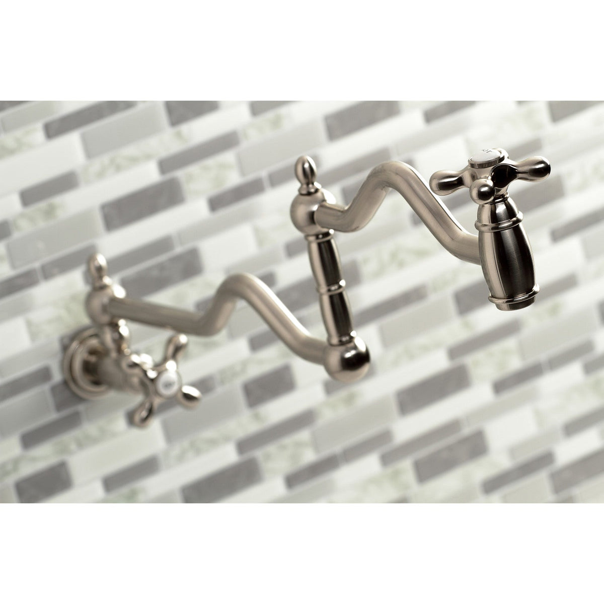 Heritage Wall Mount Pot Filler Faucet in Brushed Nickel