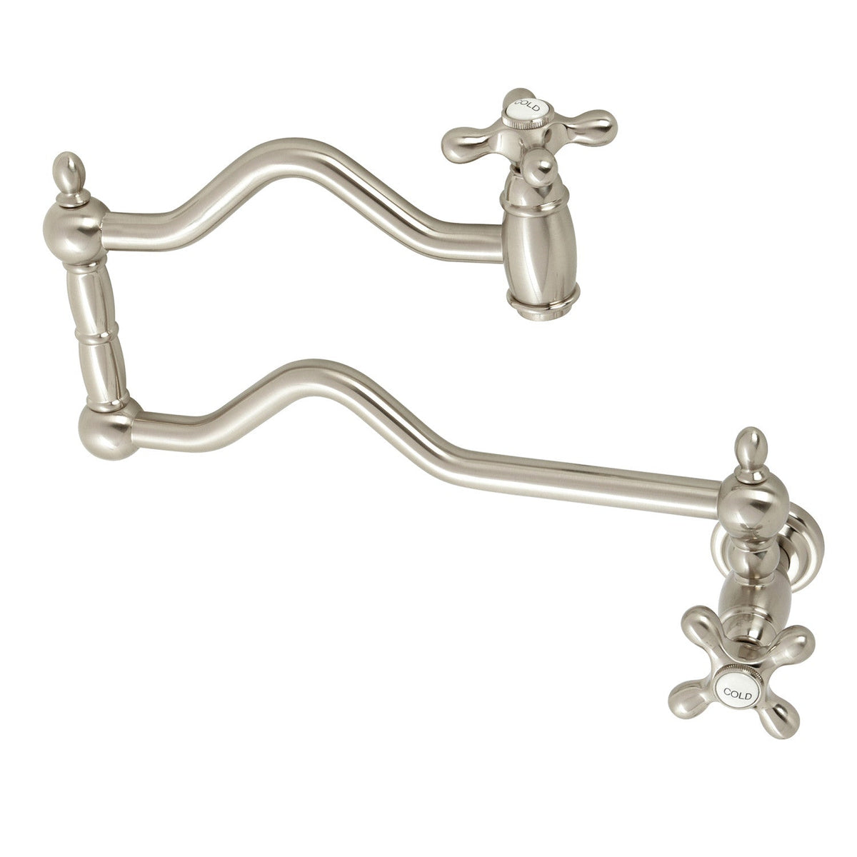 Heritage Wall Mount Pot Filler Faucet in Brushed Nickel