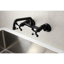 Kingston Brass Kingston Double-Handle Wall-Mount Bridge Kitchen Faucet, Matte Black (KS213MB)