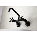 Kingston Brass Kingston Double-Handle Wall-Mount Bridge Kitchen Faucet, Matte Black (KS213MB)