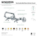 Kingston Brass Kingston Double-Handle Wall-Mount Bridge Kitchen Faucet, Brushed Brass (KS213SB)